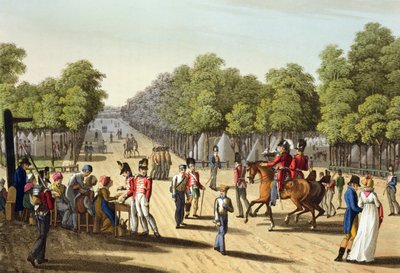 Encampment of the British Army in the Bois de Boulogne, engraved by Matthew Dubourg from 